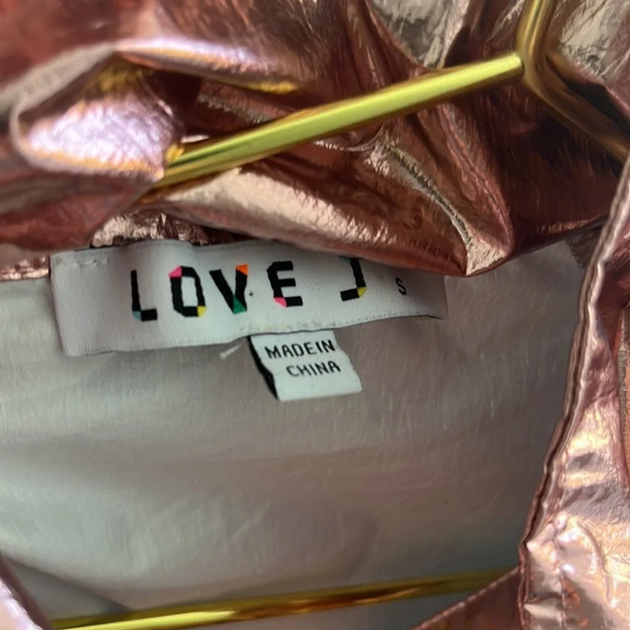 Love J Pink Metallic Zip Up Drawstring Windbreaker S - Picture 5 of 5
